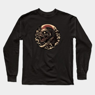 Japanese brown horror fish Long Sleeve T-Shirt